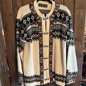 Vintage Norway Nordstrikk Cardigan made in Virgin Wool Fair Isle Pattern